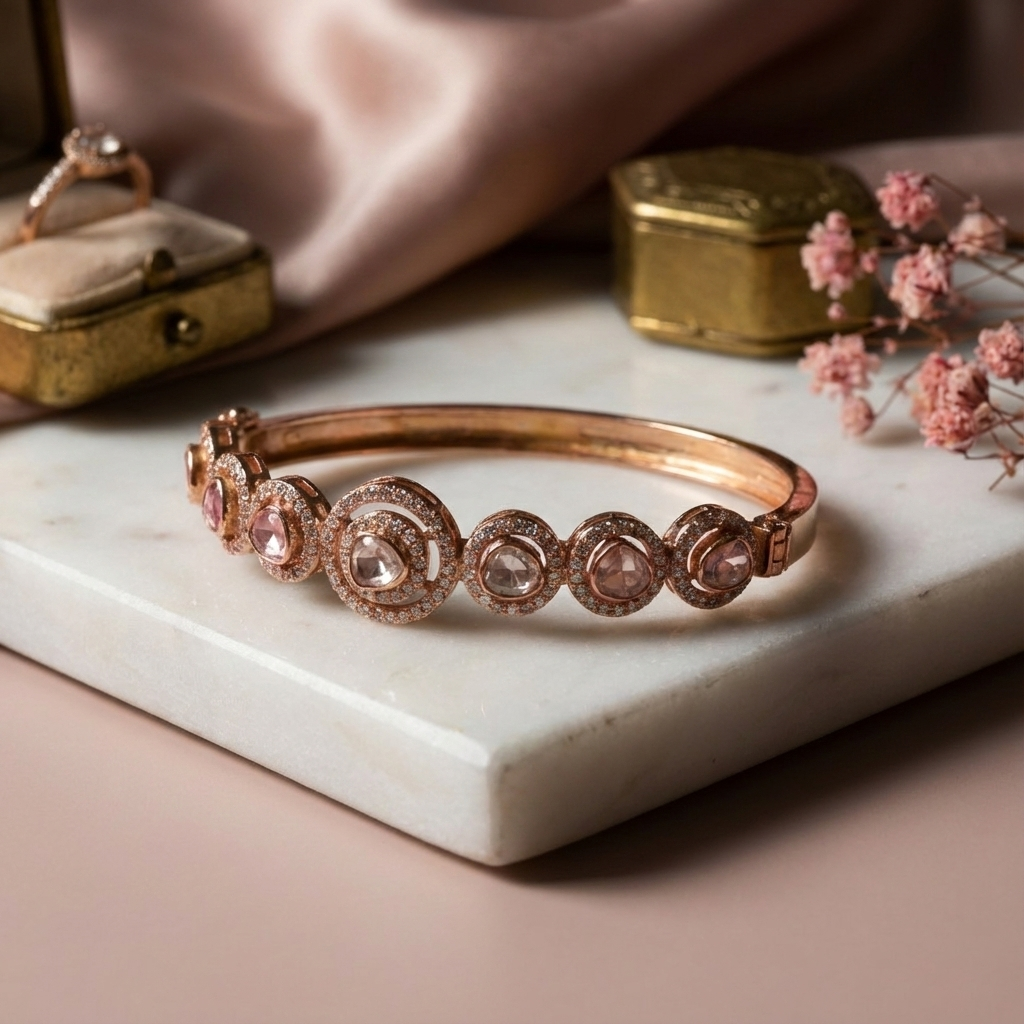 Queen style moissanite polki bracelet