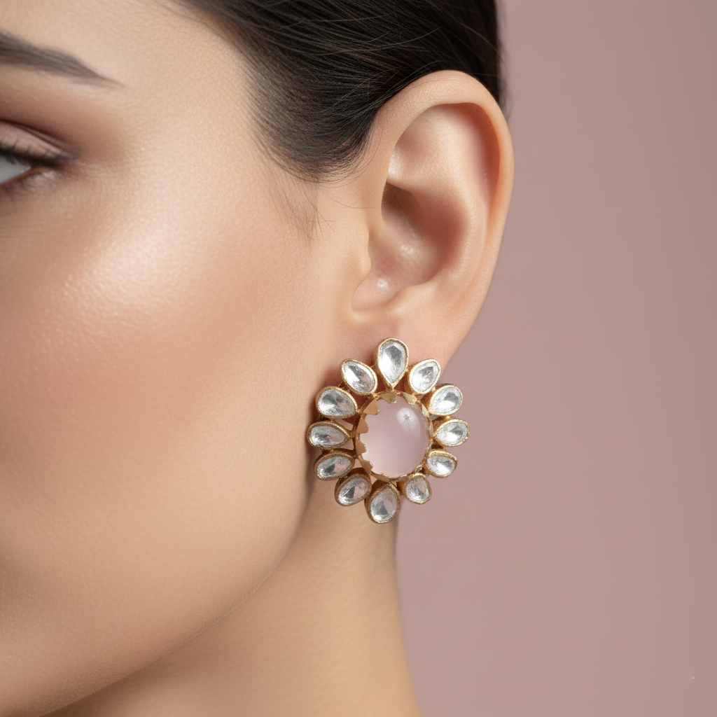 Petal Blossom Polki Studs