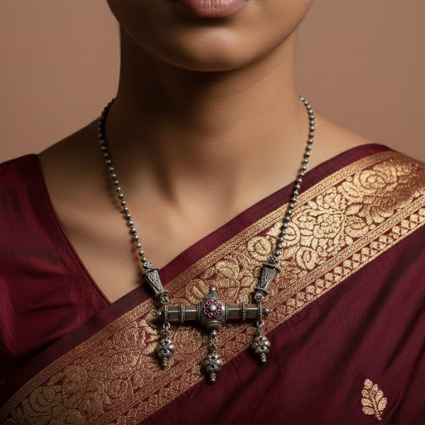 Vintage Ruby Pendant Maala