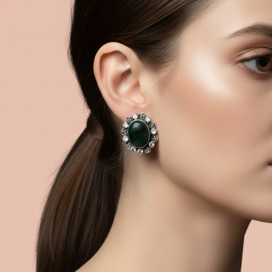 Emerald Oval Stud