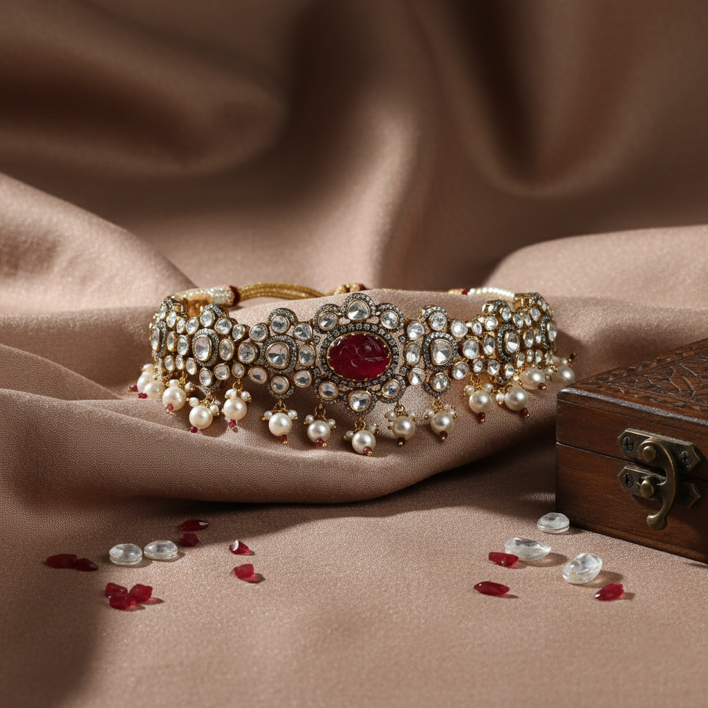 Ruby Regal Polki Choker Set