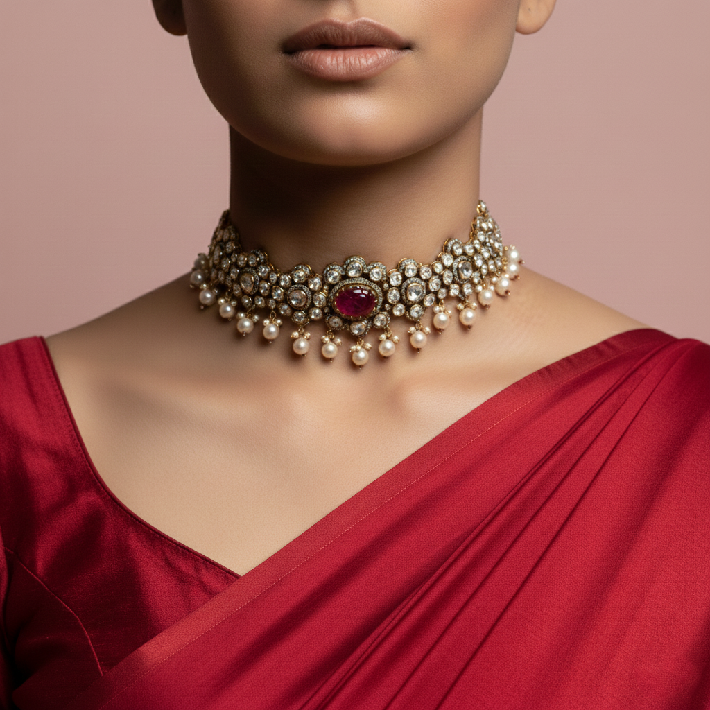 Ruby Regal Polki Choker Set