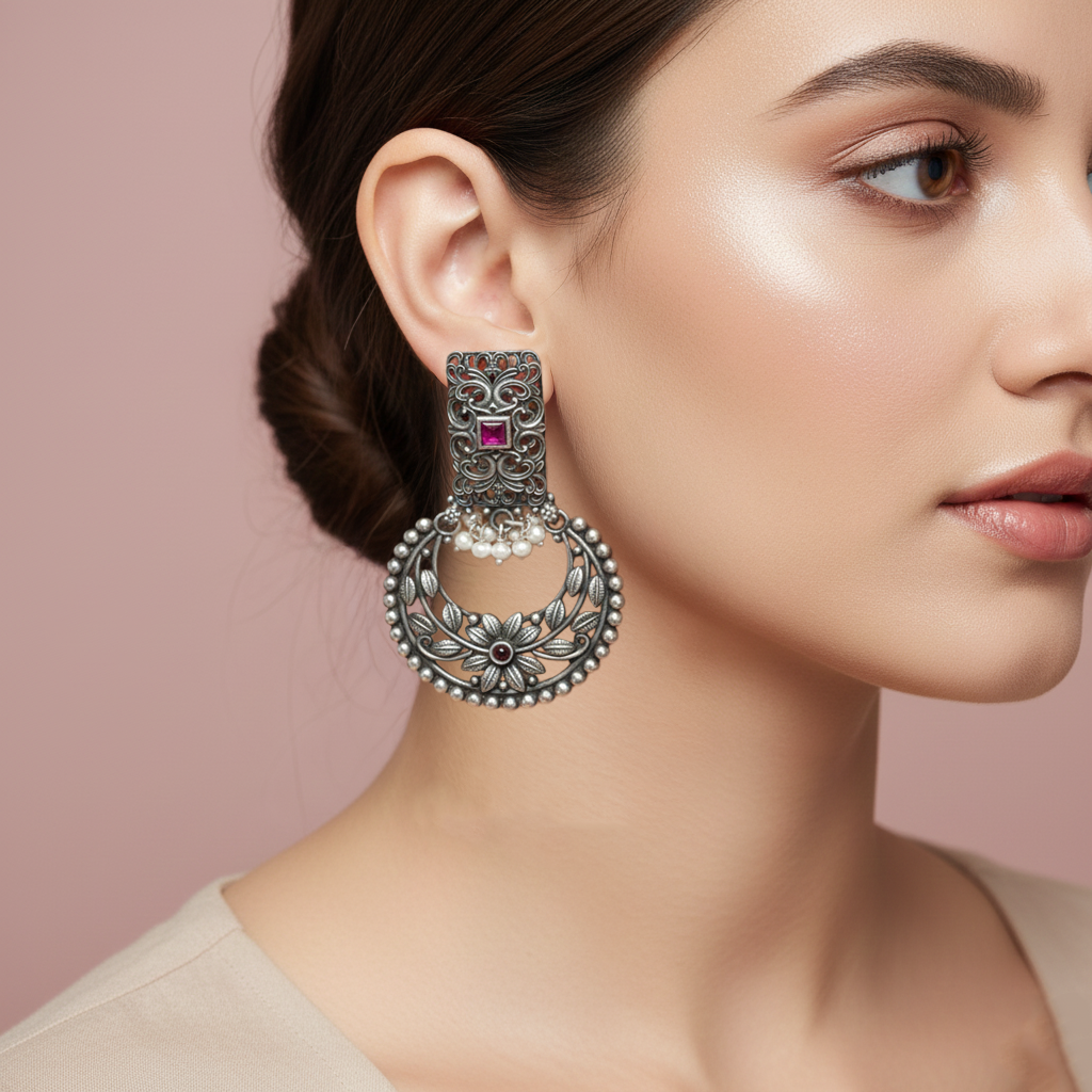 Oxidised Rubellite Chandbaali