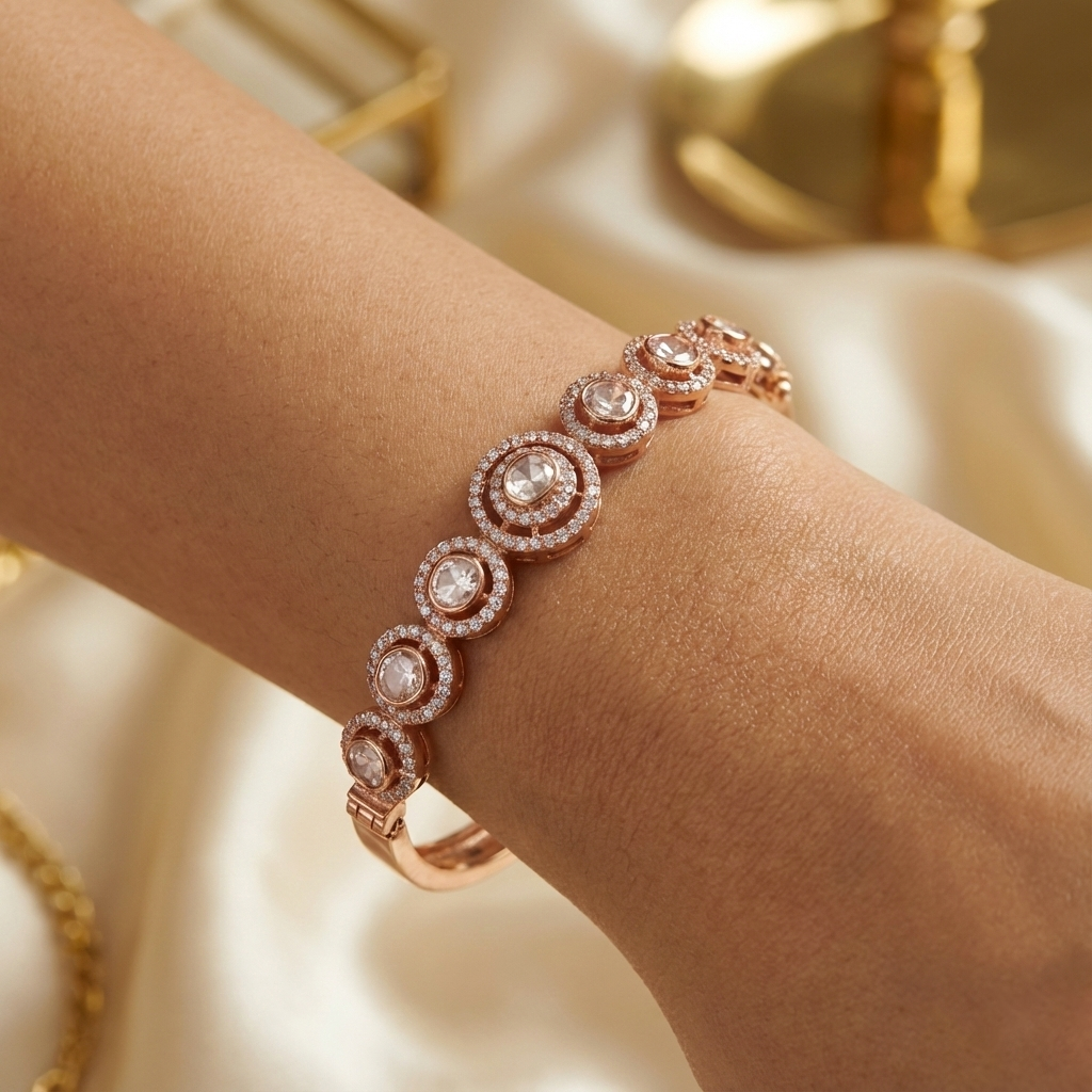 Queen style moissanite polki bracelet