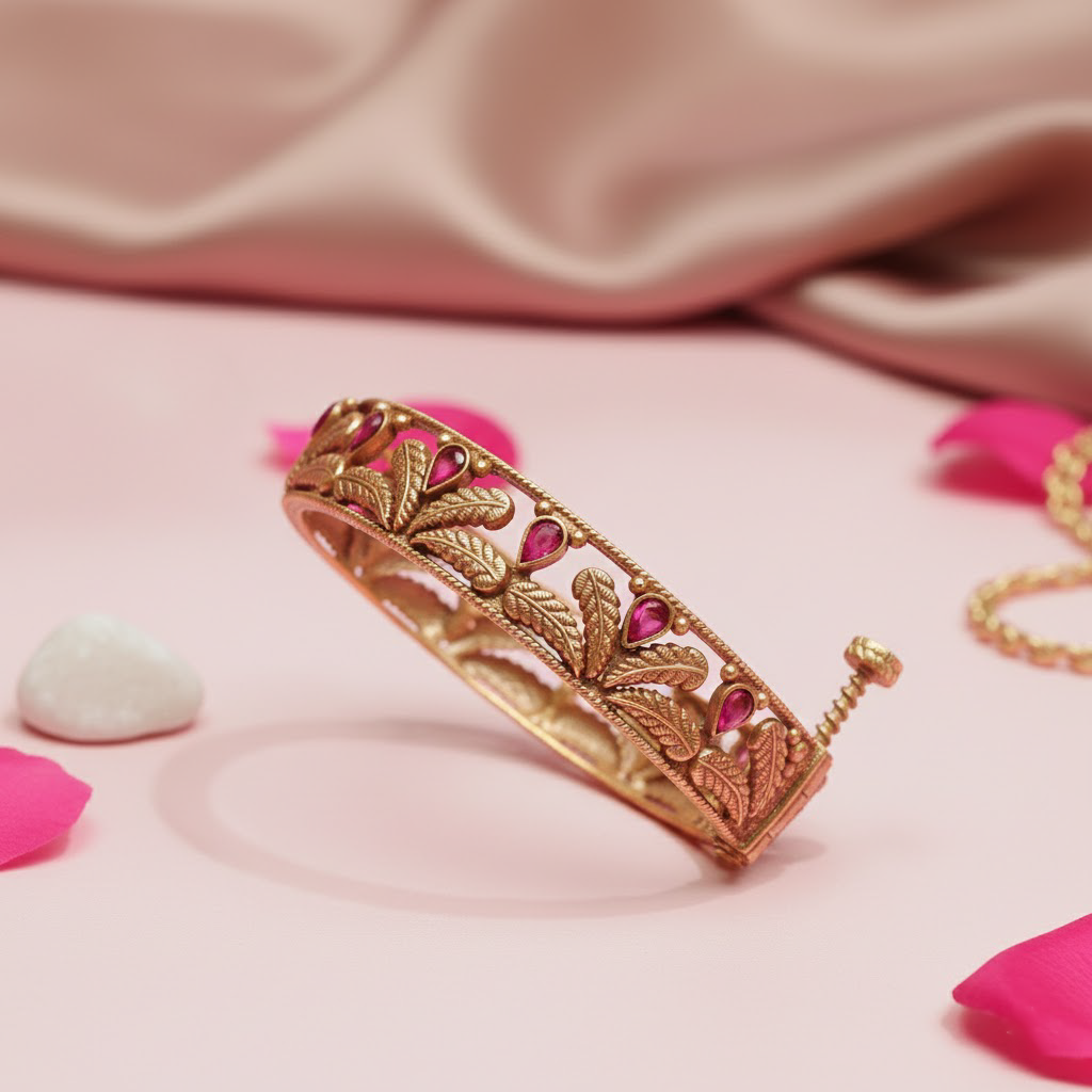 Amour Ruby Leaf Bangle