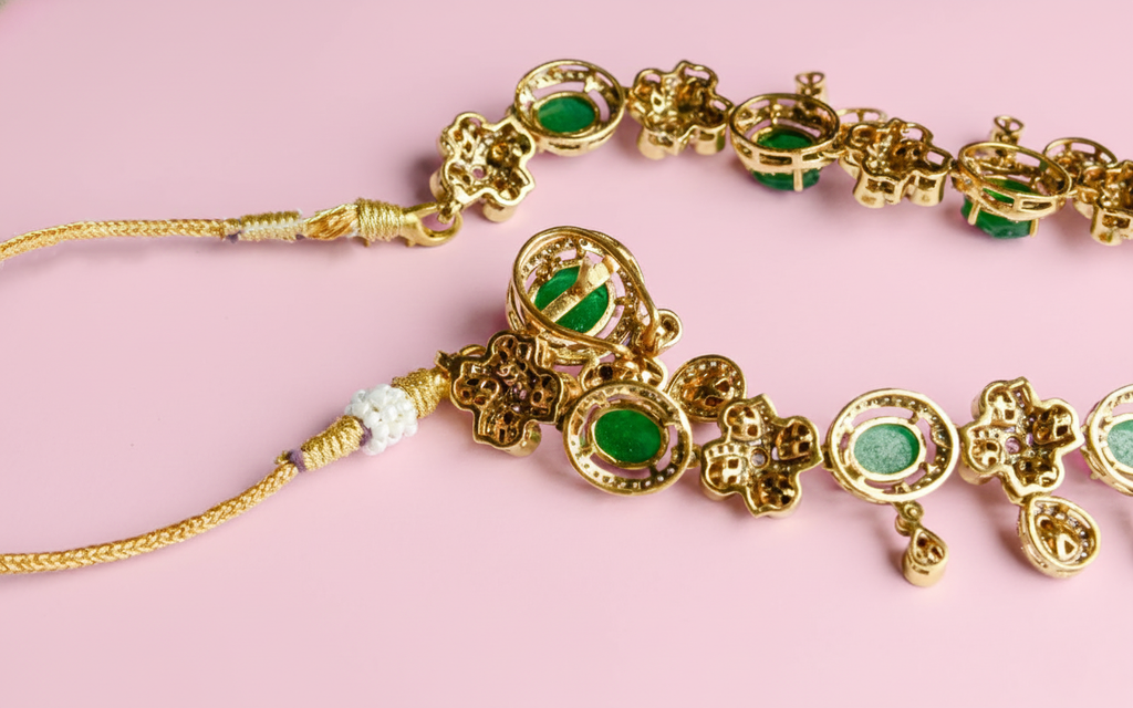 Emerald Noor Polki Necklace Set
