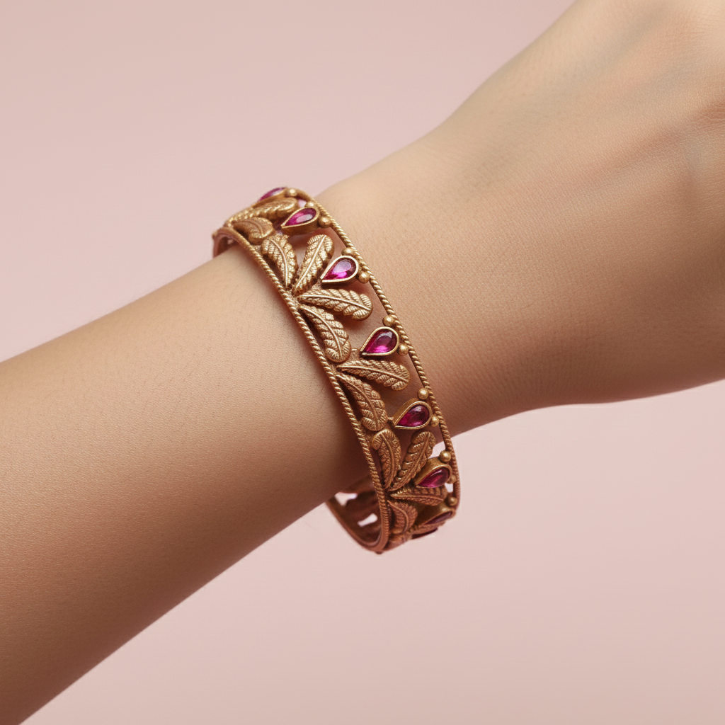 Amour Ruby Leaf Bangle