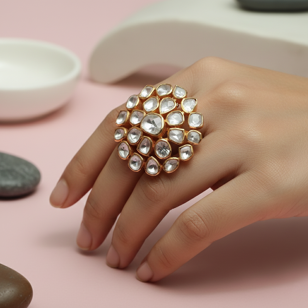 Polki Cluster Elegance Ring
