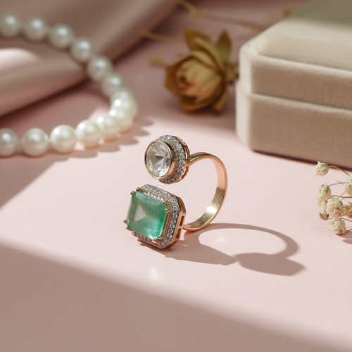 Silver Emerald-Cut Glam Ring