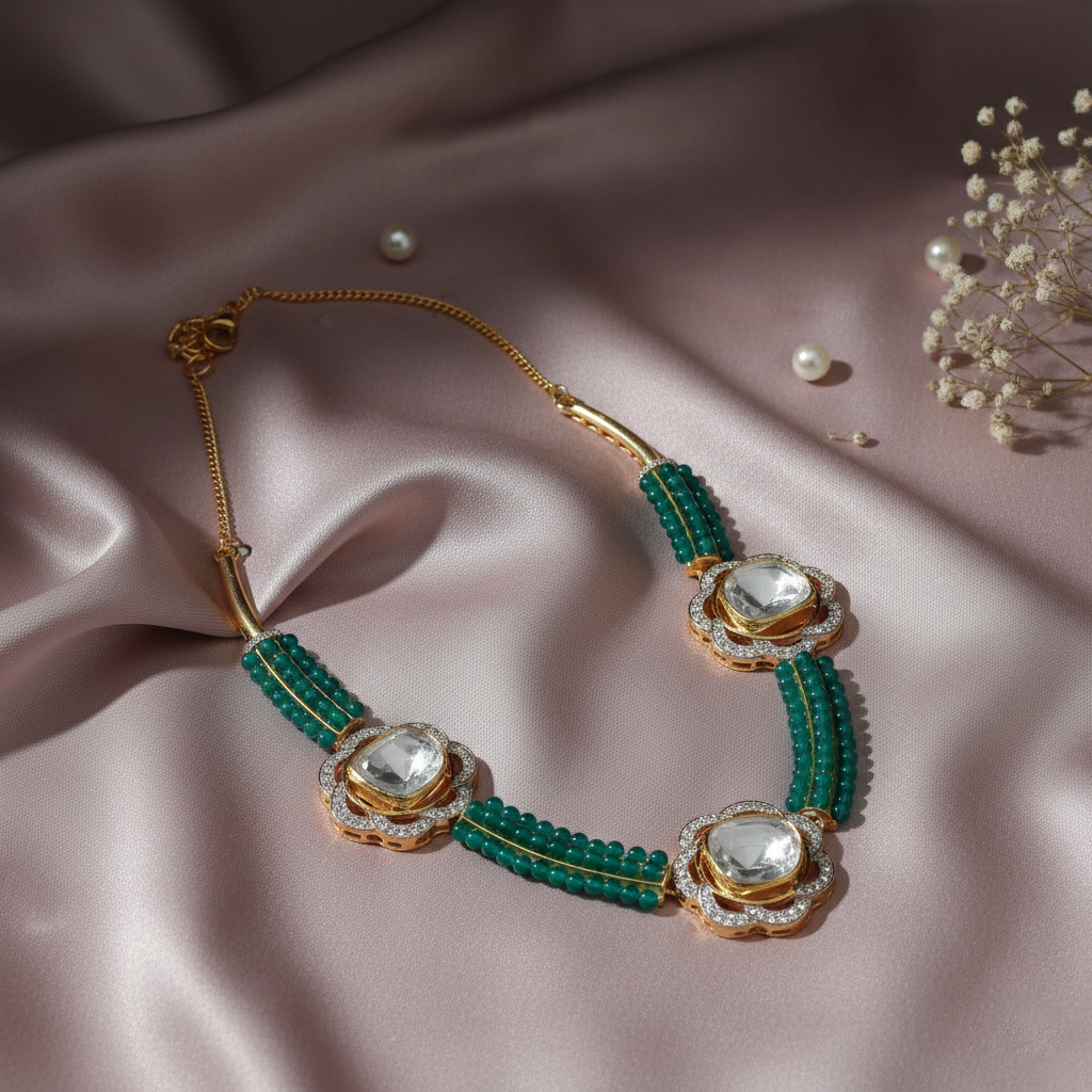 Emerald Whisper Polki Necklace