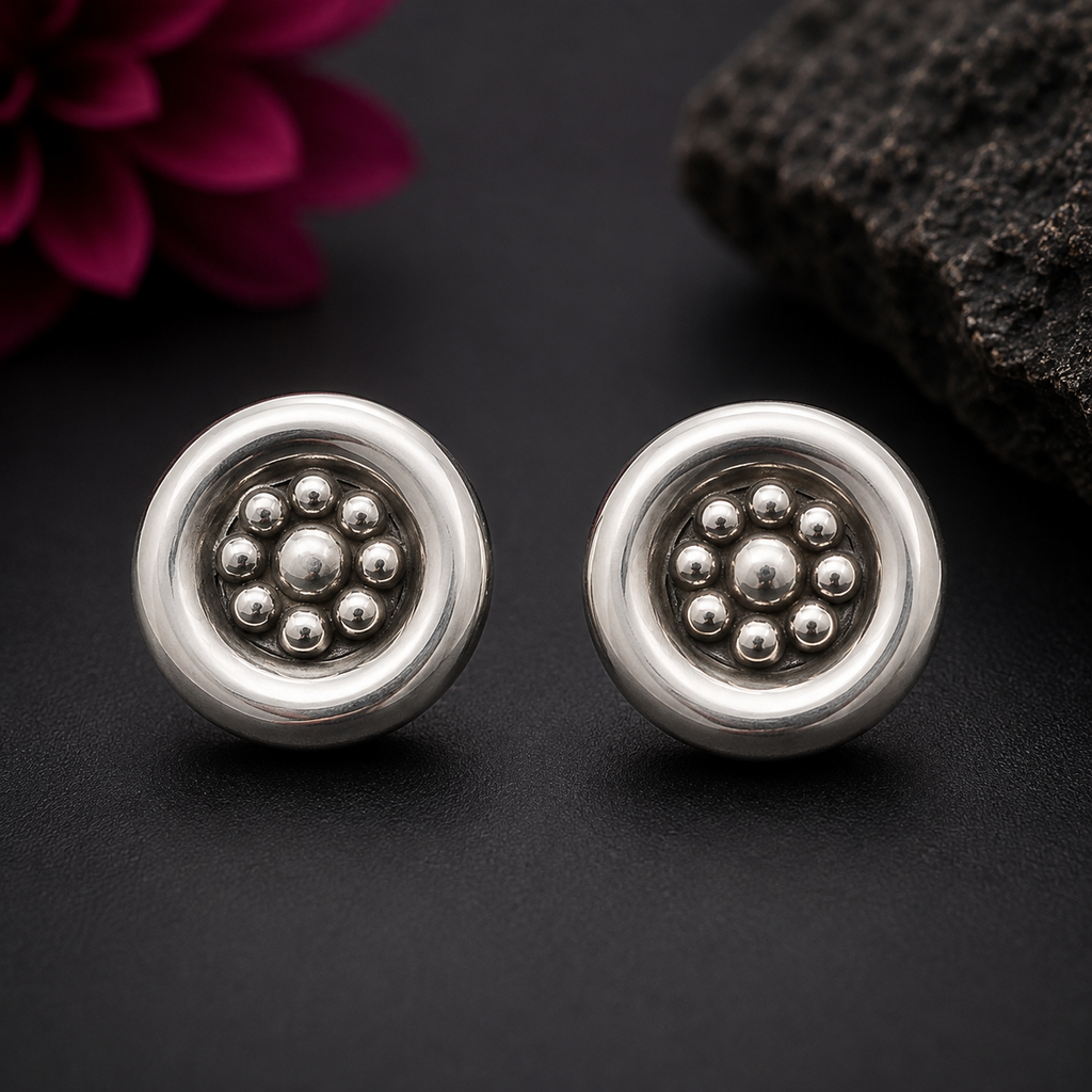 Antique Bloom Oxidised Studs