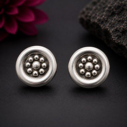 Antique Bloom Oxidised Studs