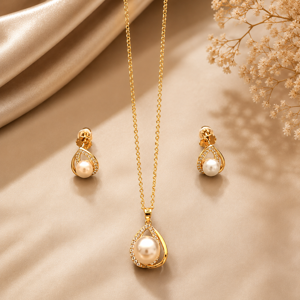 Pearl Grace Teardrop Pendant Set