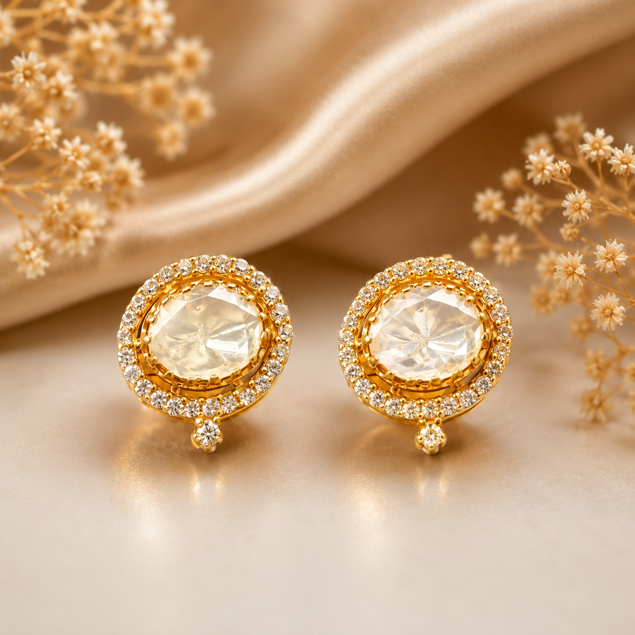 Celeste Polki Halo Studs