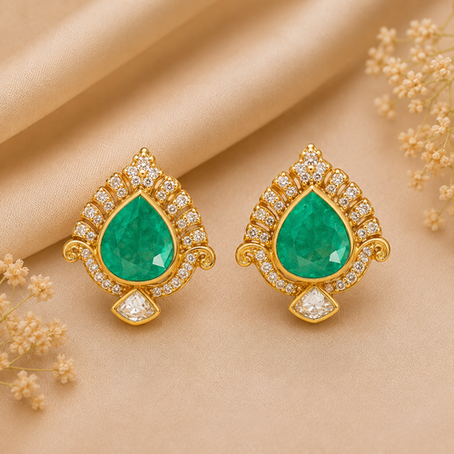 Emerald Paisley Studs