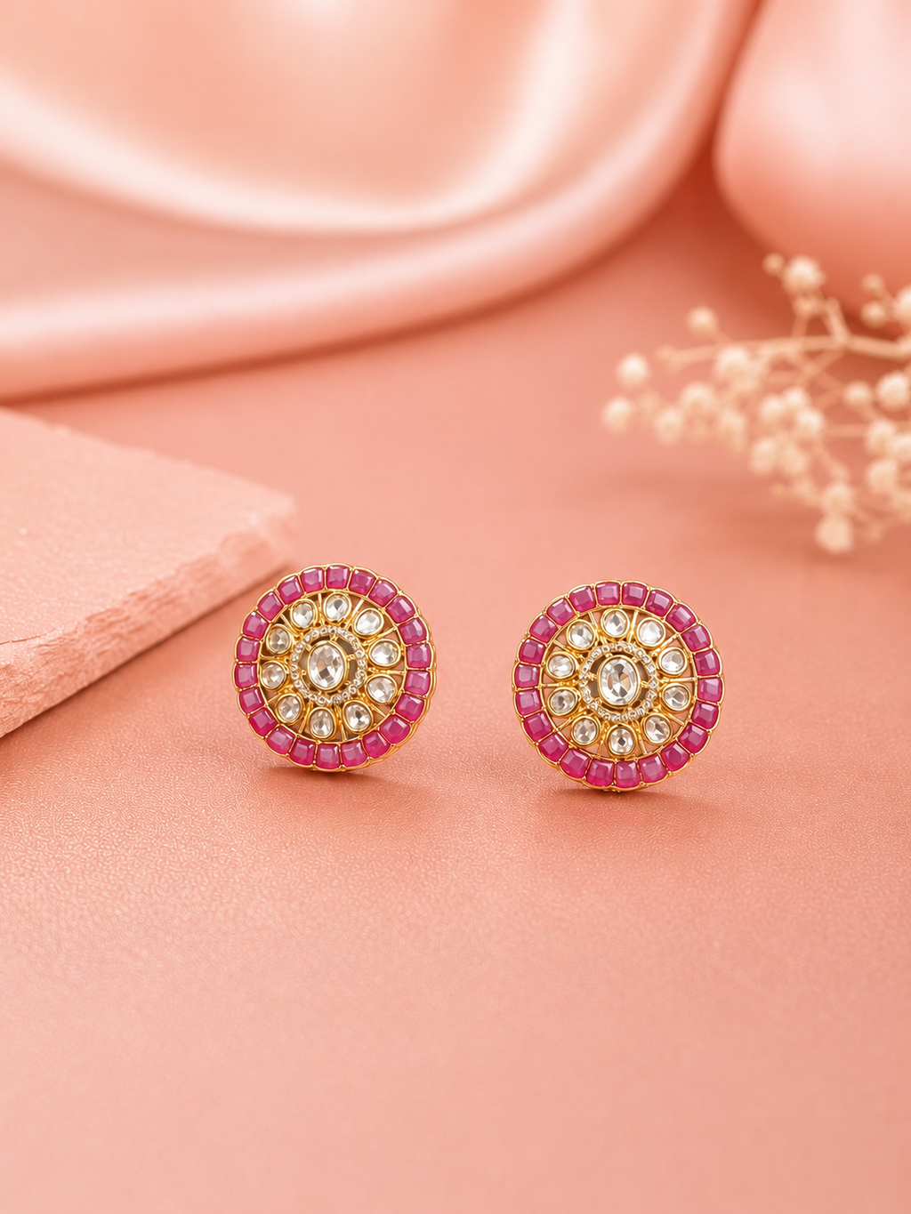 Ruby Royale Polki Studs