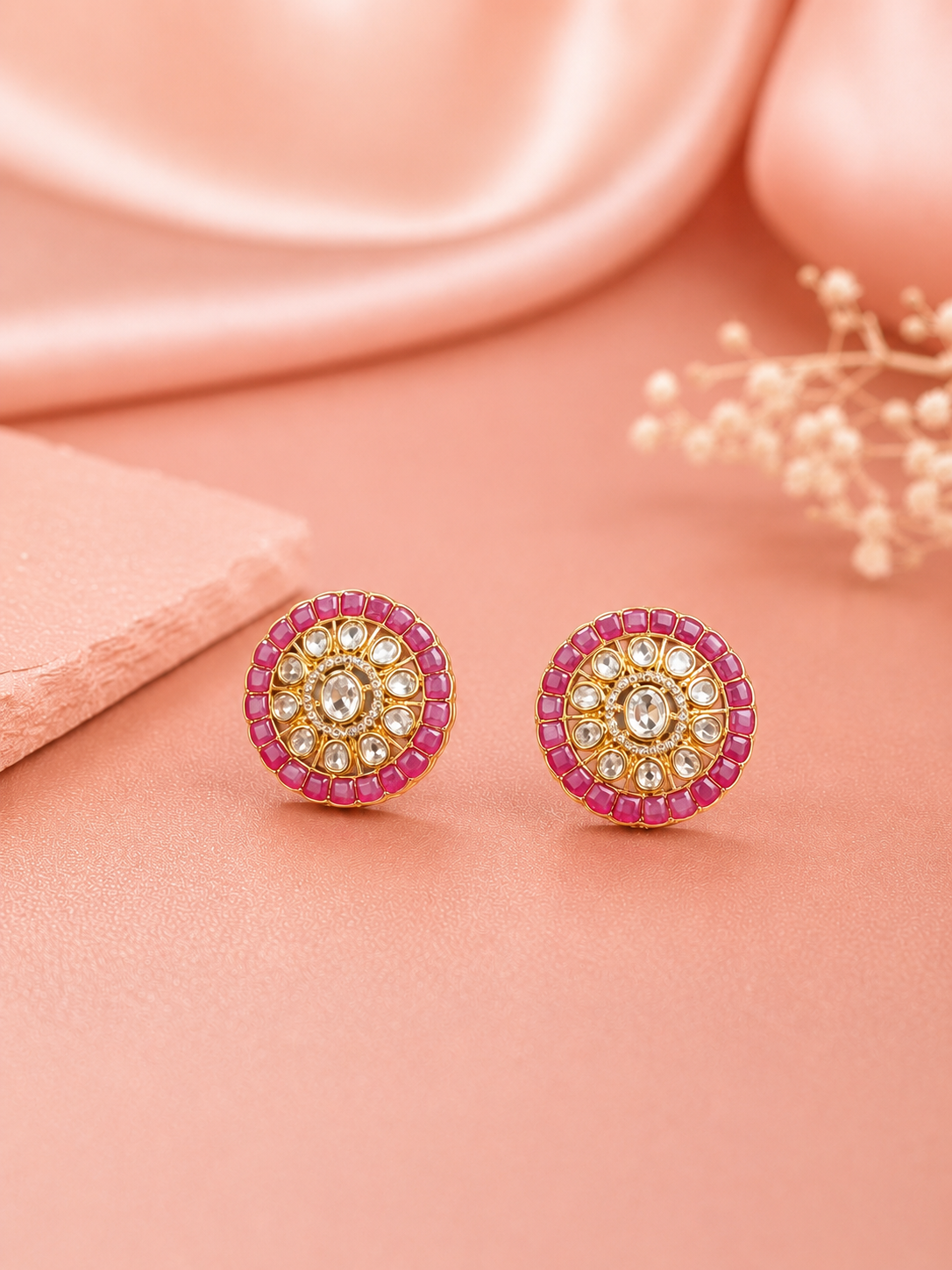 Ruby Royale Polki Studs