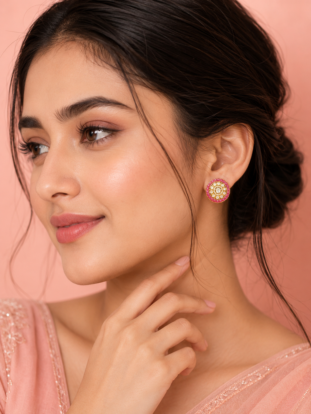 Ruby Royale Polki Studs