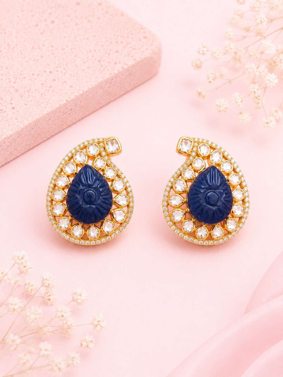 Midnight Noor Polki Studs