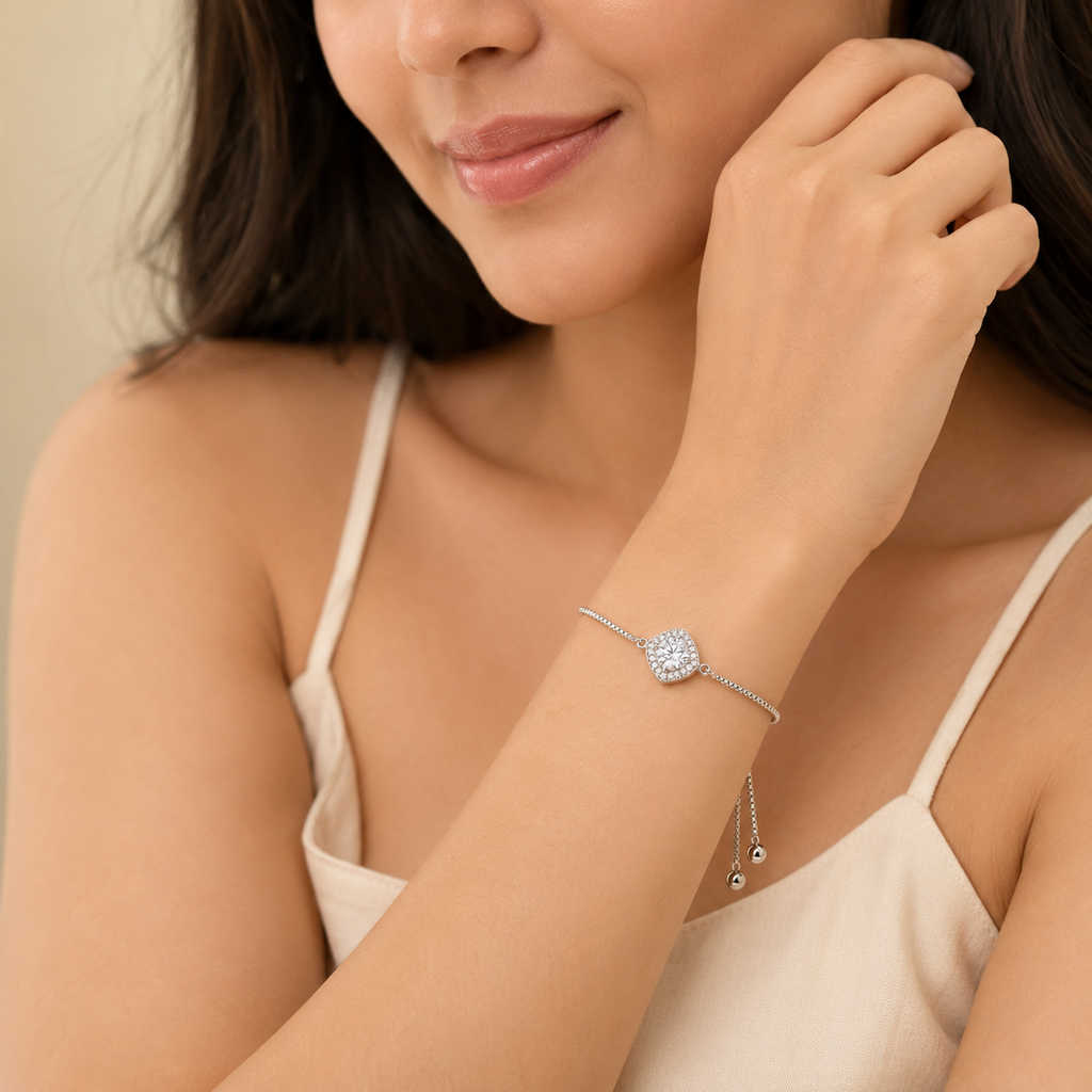 Celeste Cushion Moissanite Slider Bracelet