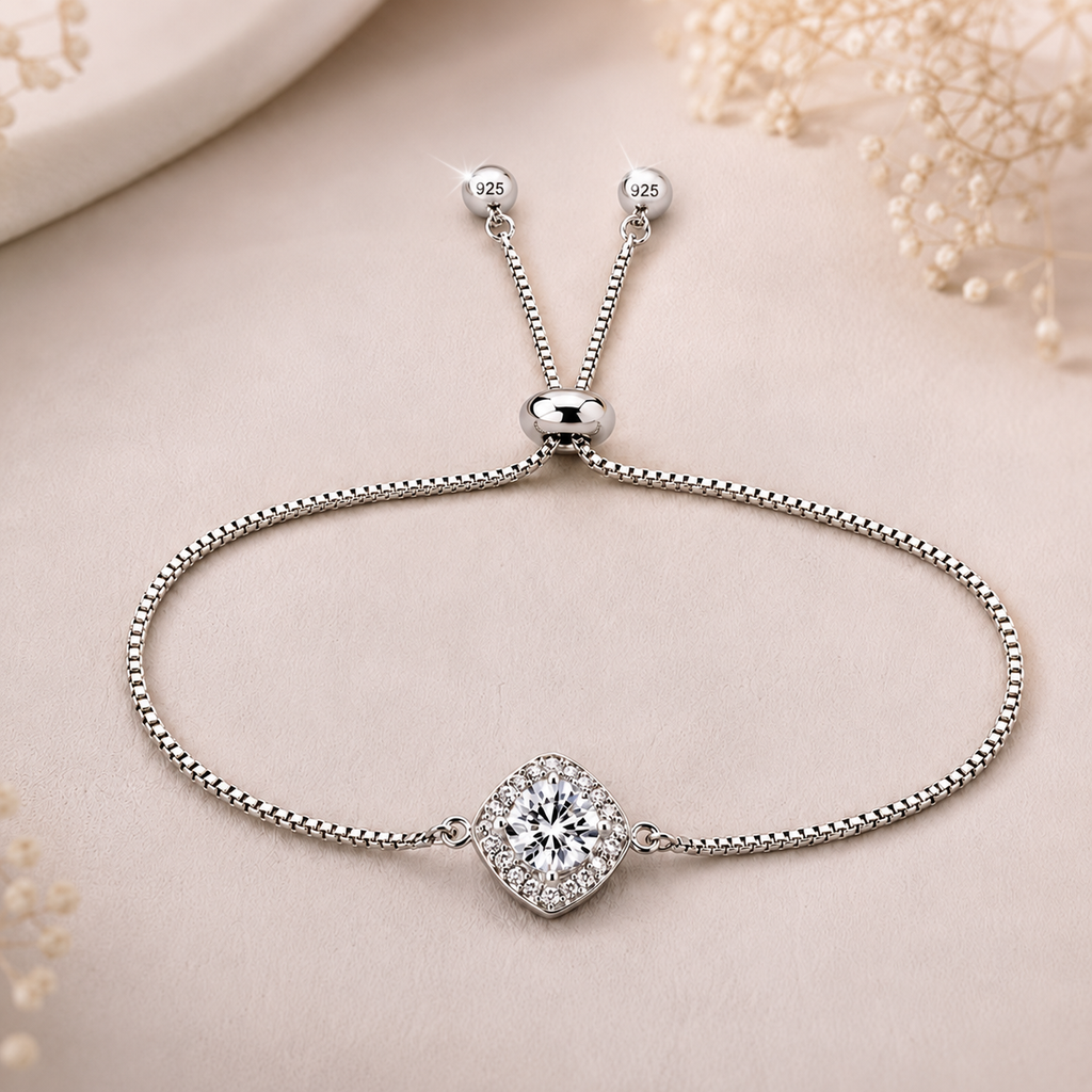 Celeste Cushion Moissanite Slider Bracelet