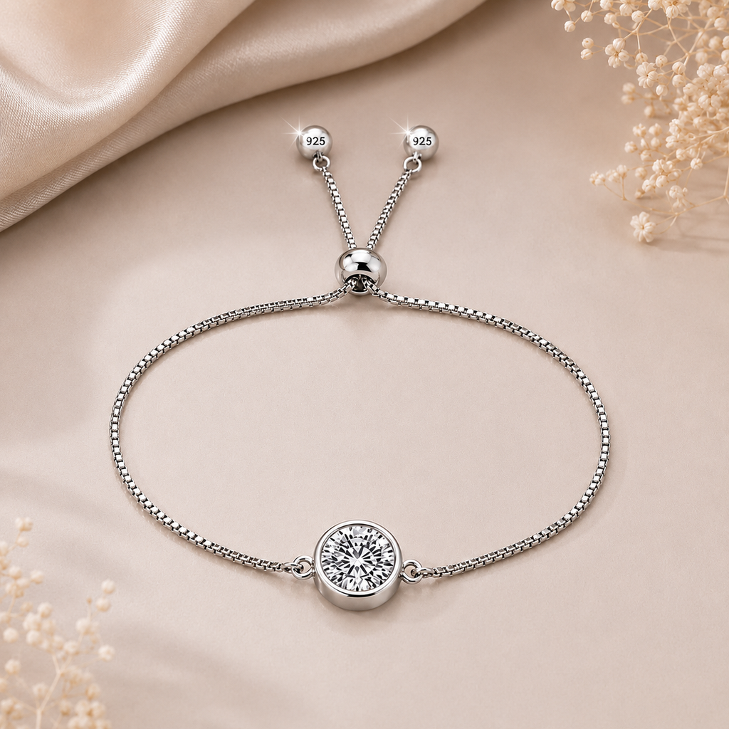 Luna Solitaire Moissanite Slider Bracelet