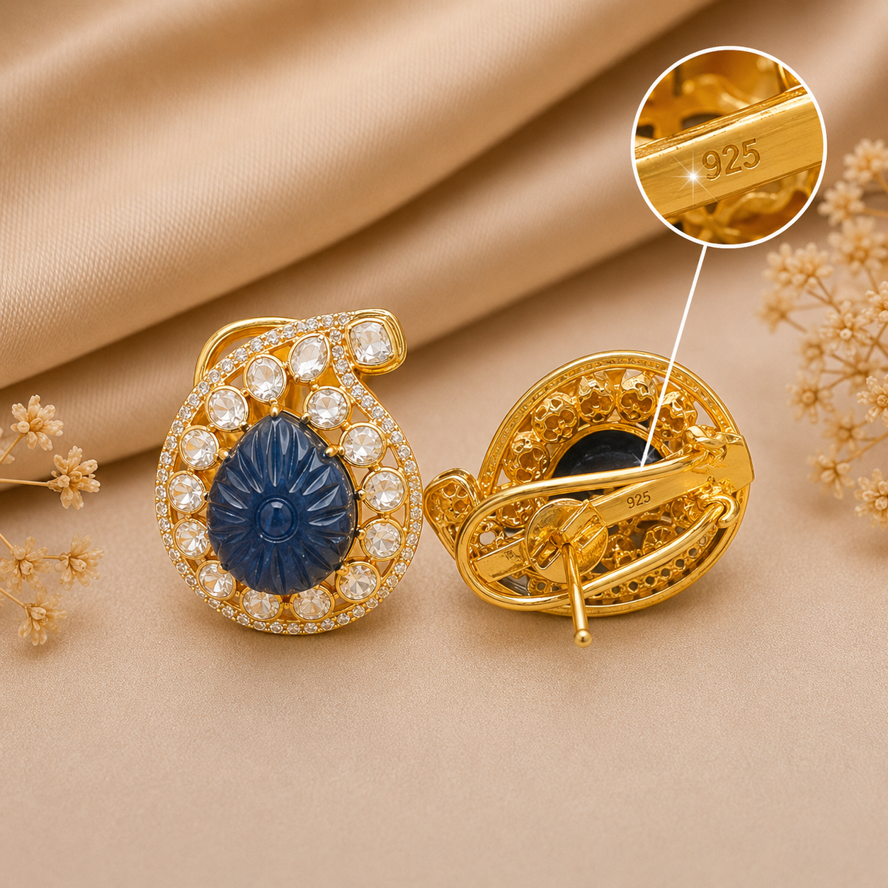 Midnight Noor Polki Studs