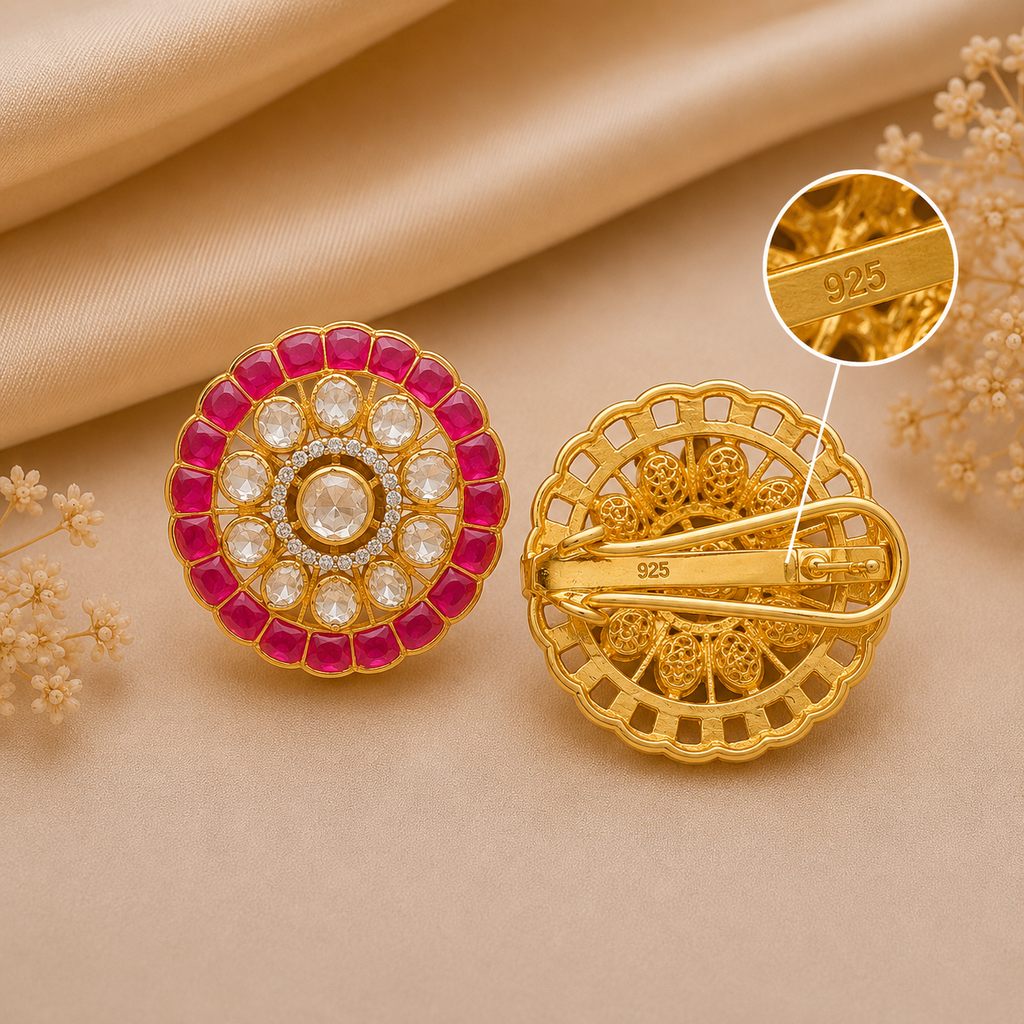Ruby Royale Polki Studs