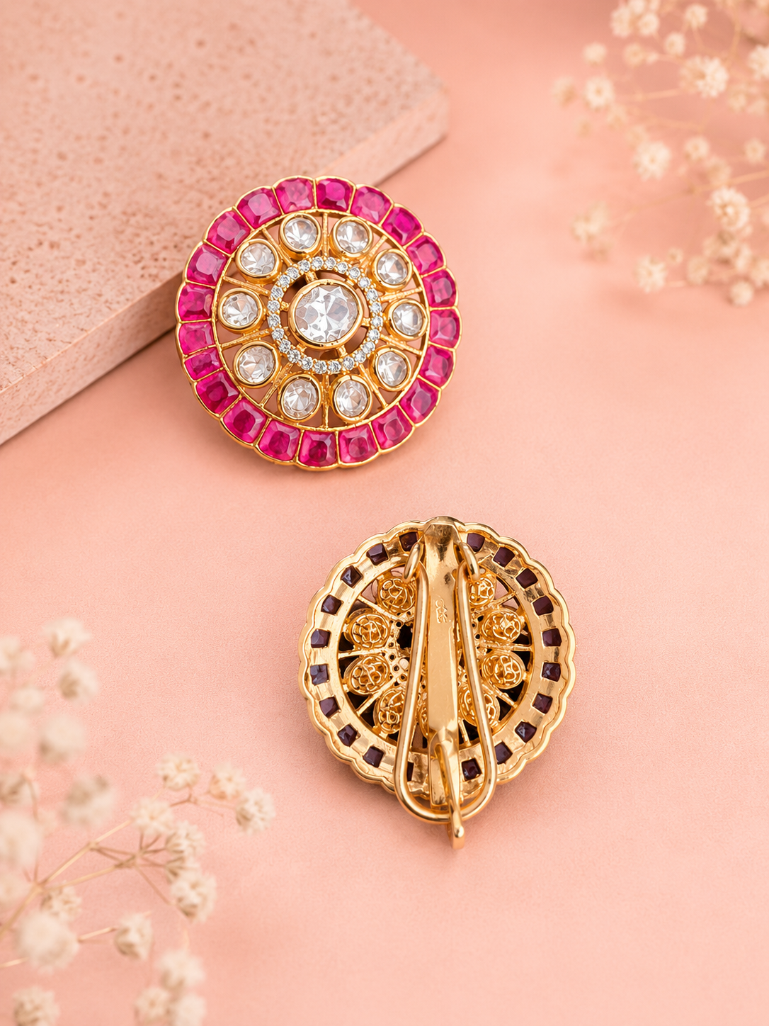 Ruby Royale Polki Studs