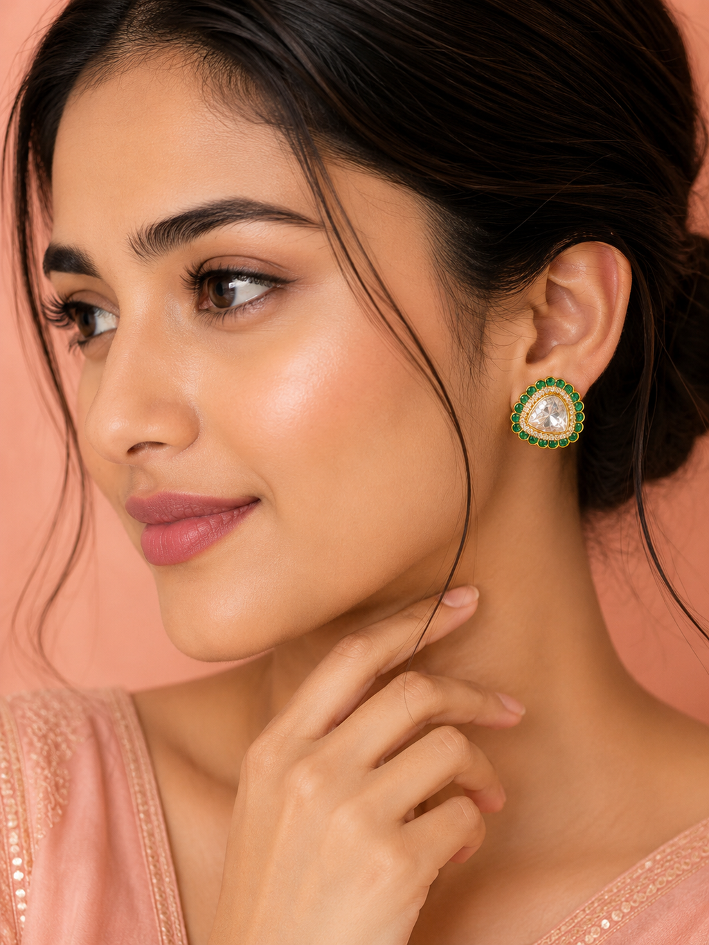 Mehr Emerald Polki Studs
