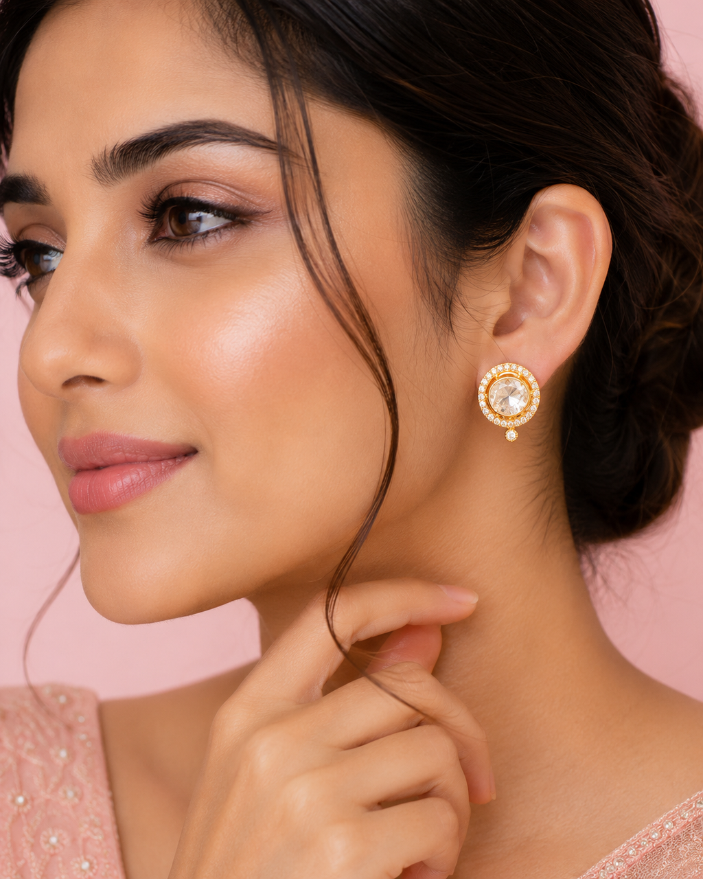 Celeste Polki Halo Studs