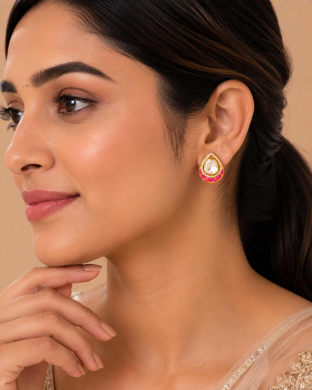 Rosette Polki Studs