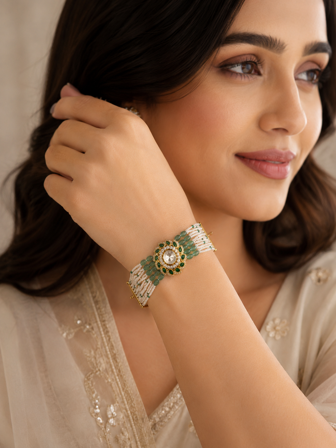 Emerald Bloom Statement Bracelet