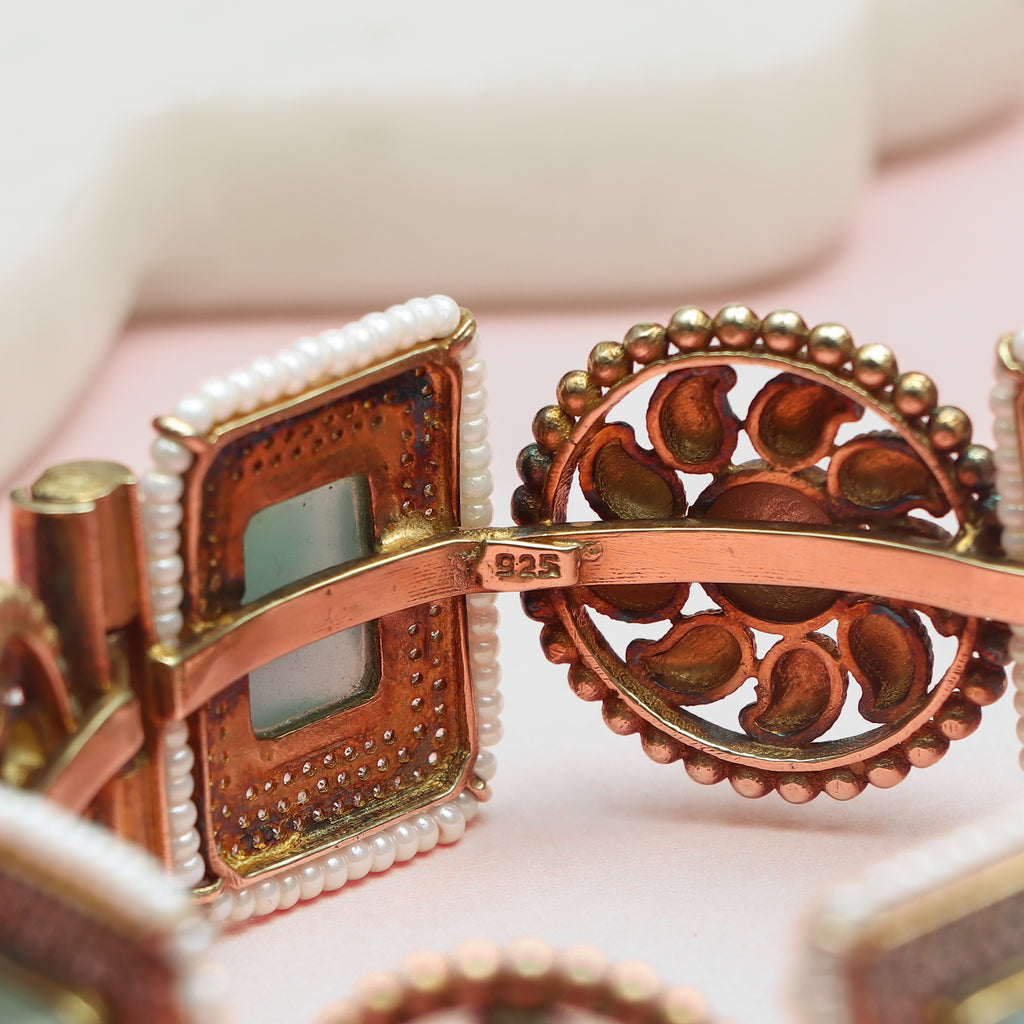 Emerald Elegance Panel Bangle