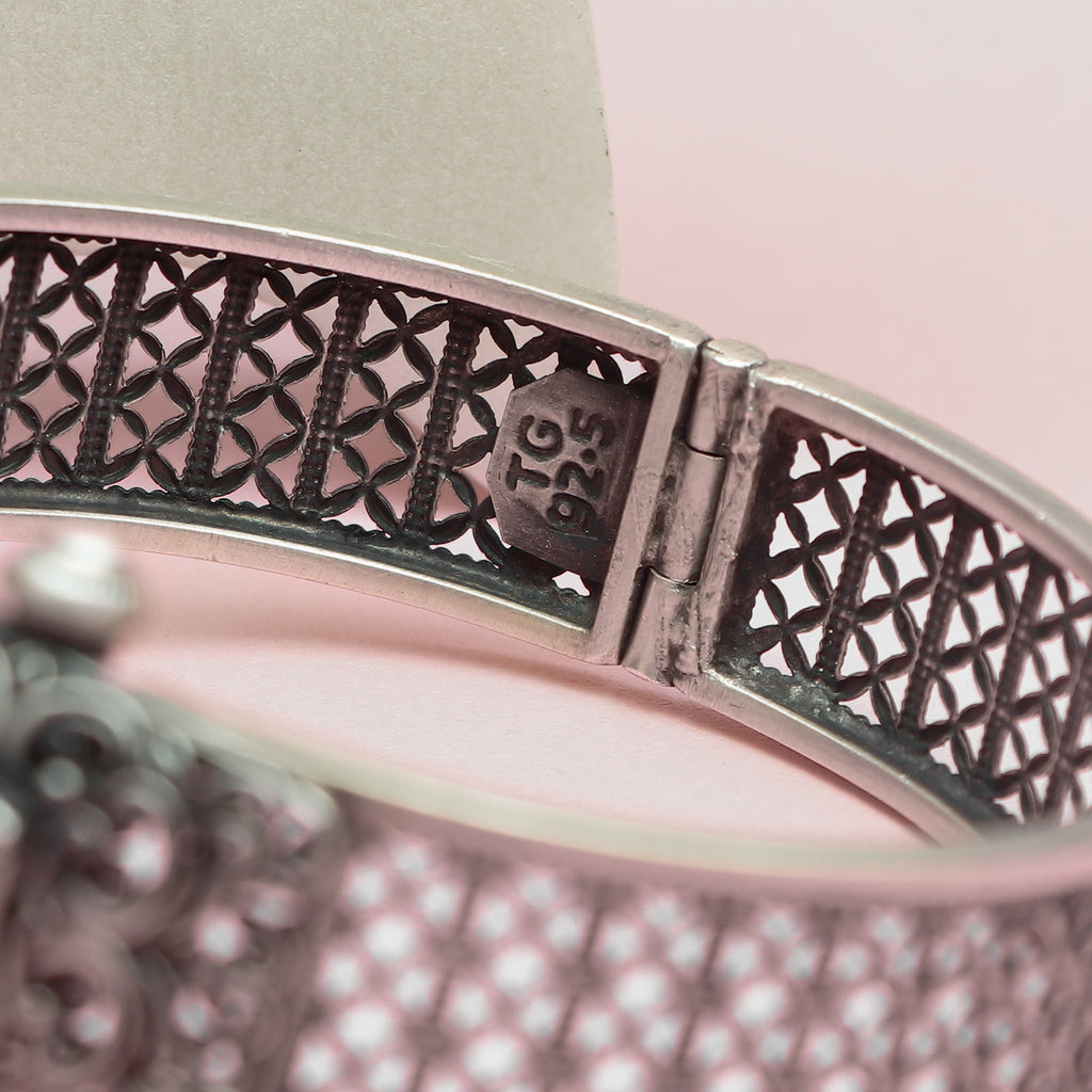 Silver Vintage Ruby Charm Cuff