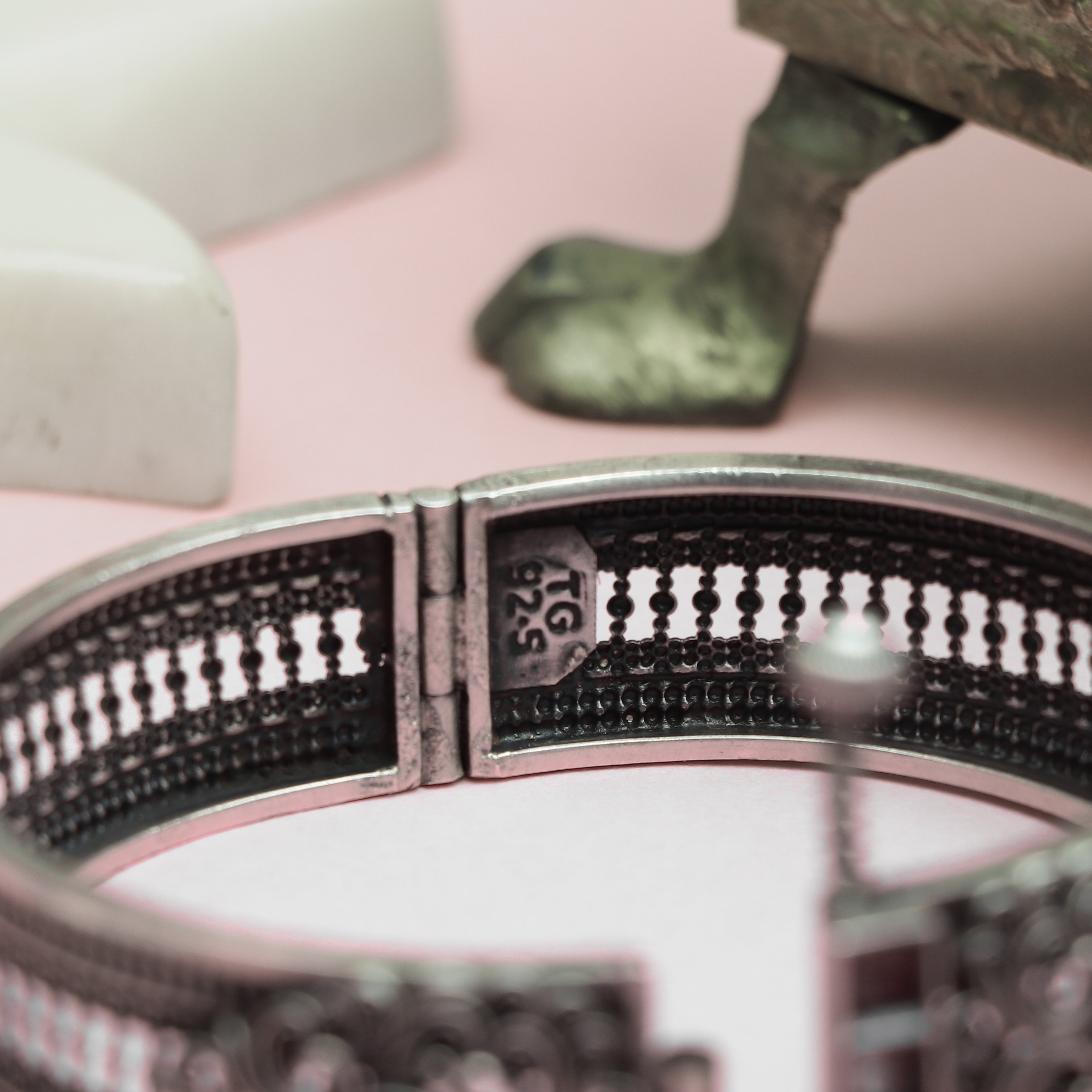 Regal Ruby-Stone Silver Bangle