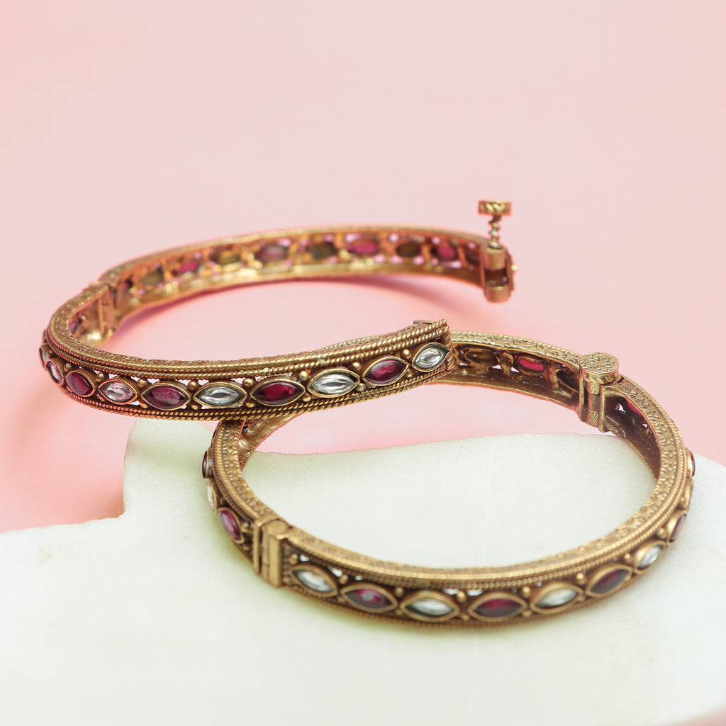 Ruby-Kundan Elegance Bangle