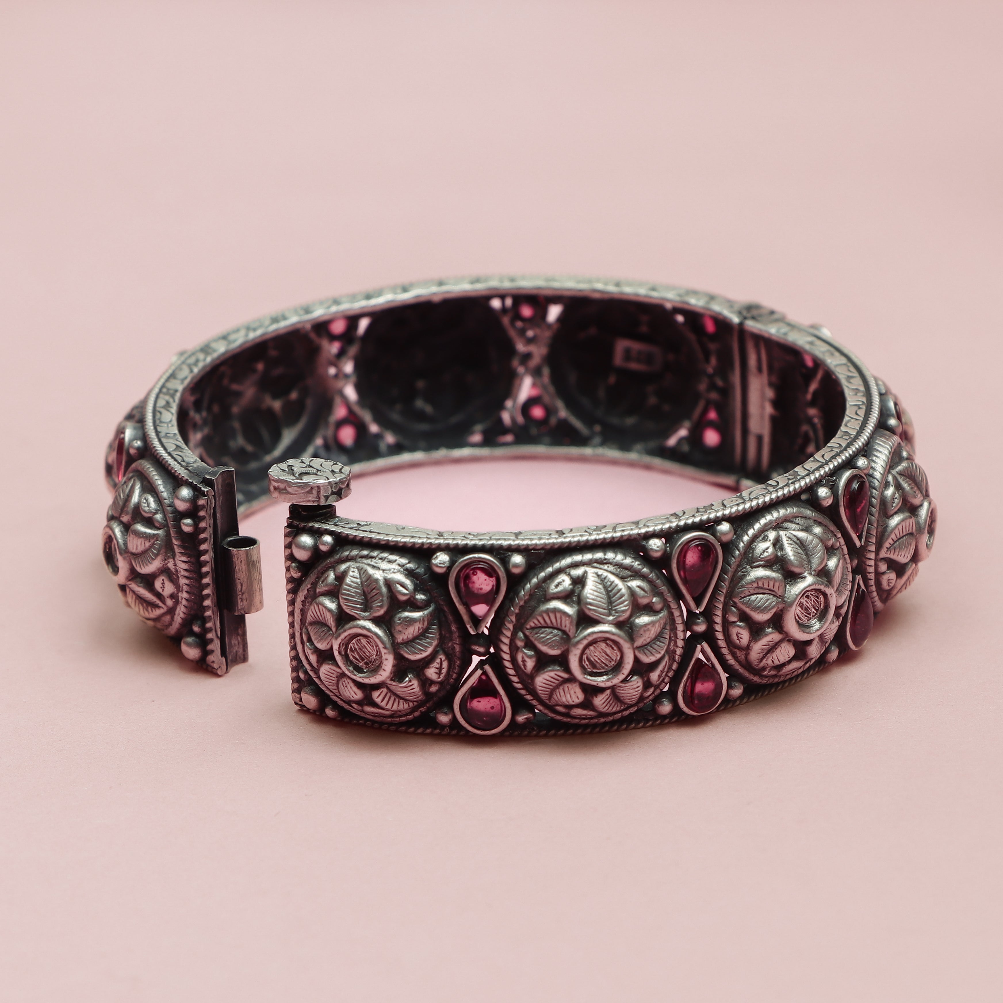 Silver Blossom Ruby Bracelet