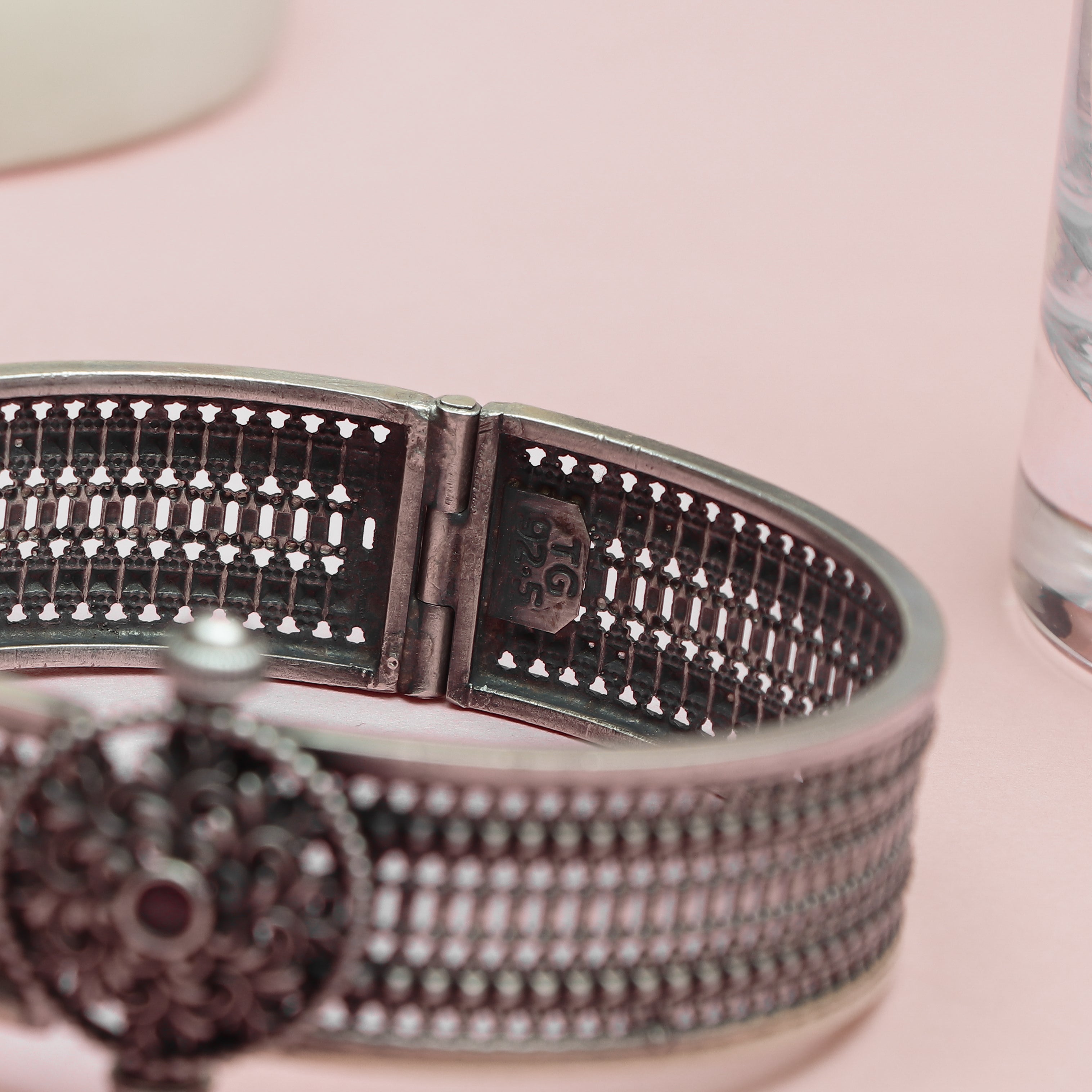 Velvet Rose Silver Bangle