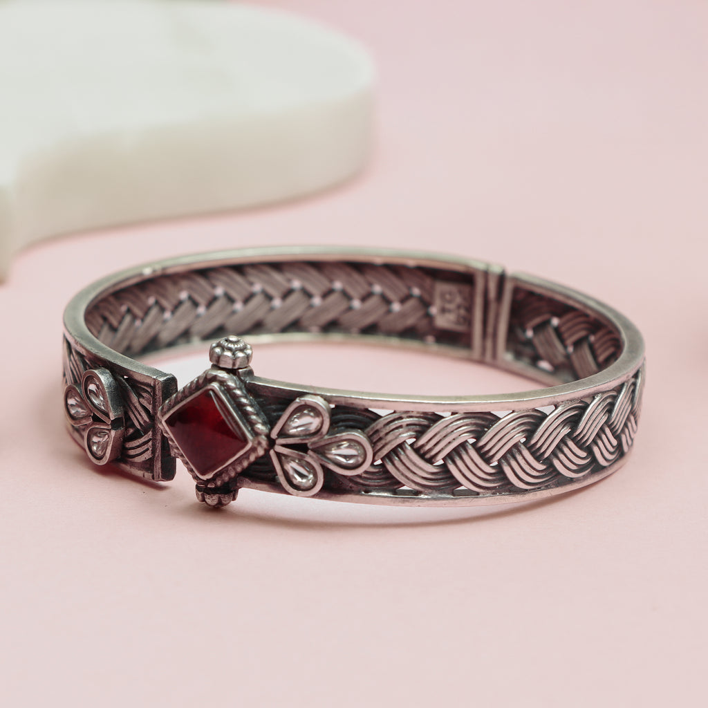 Ruby-Knot Floral Bangle