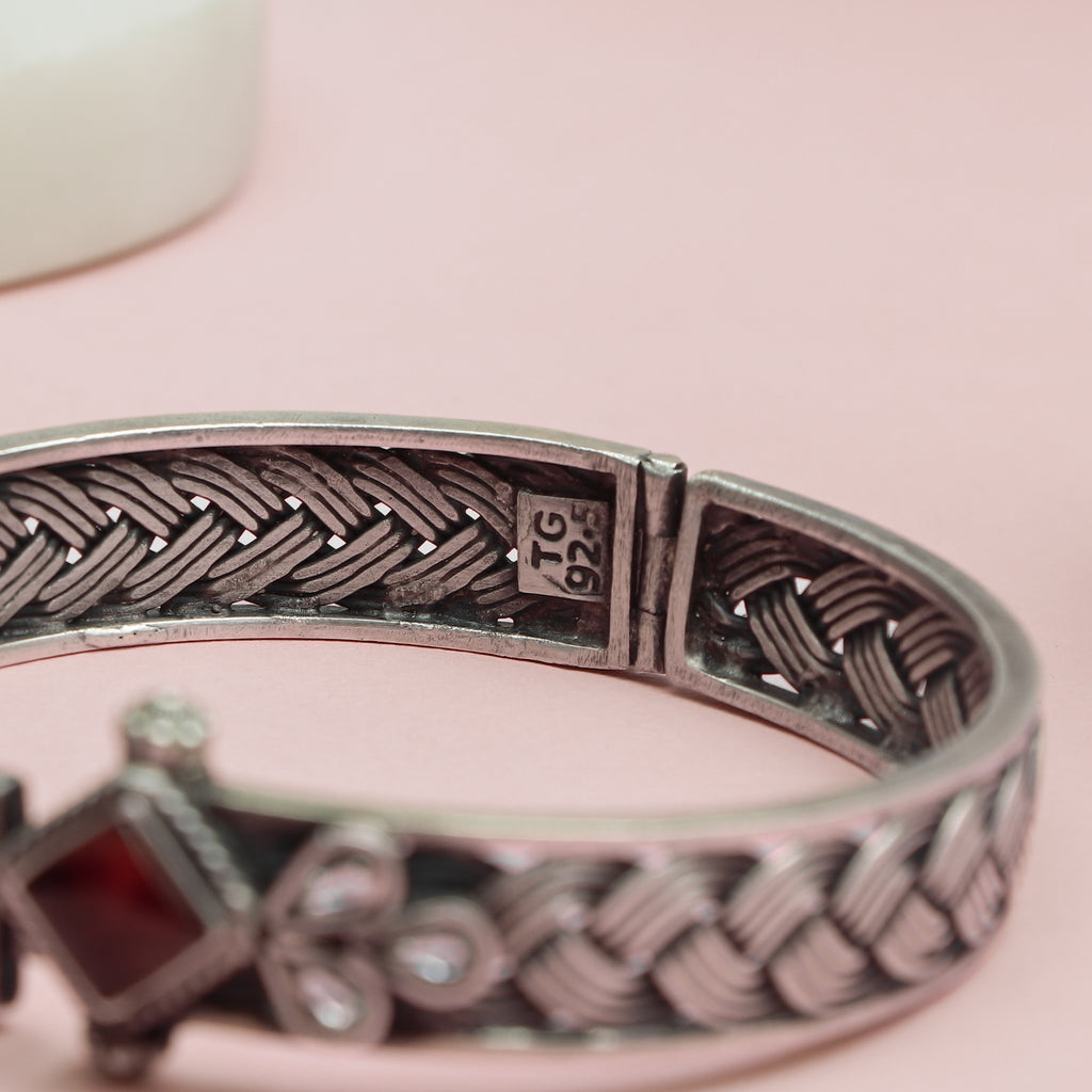 Ruby-Knot Floral Bangle