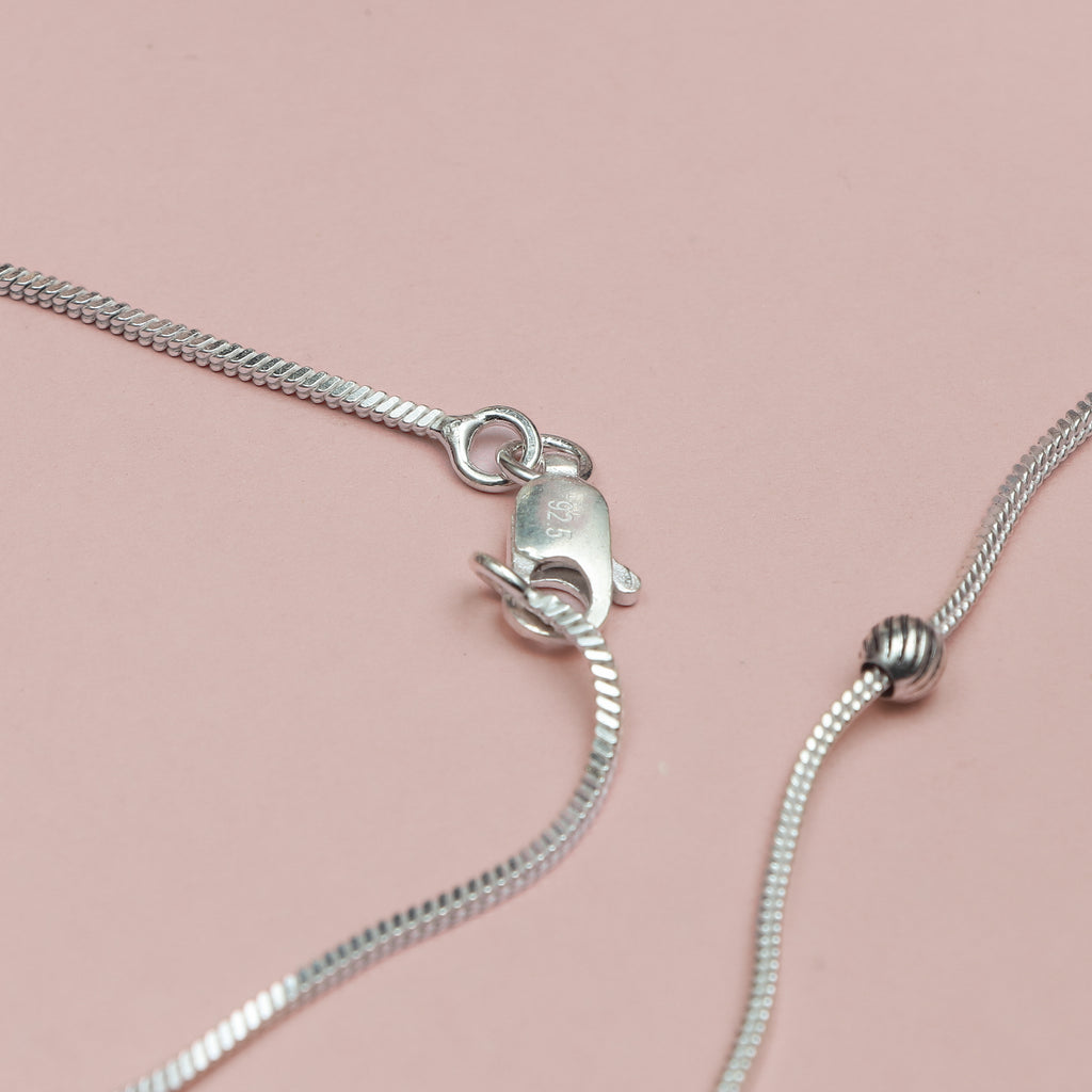 Silver Floral-Charm Snake-Chain Anklet (Pair)