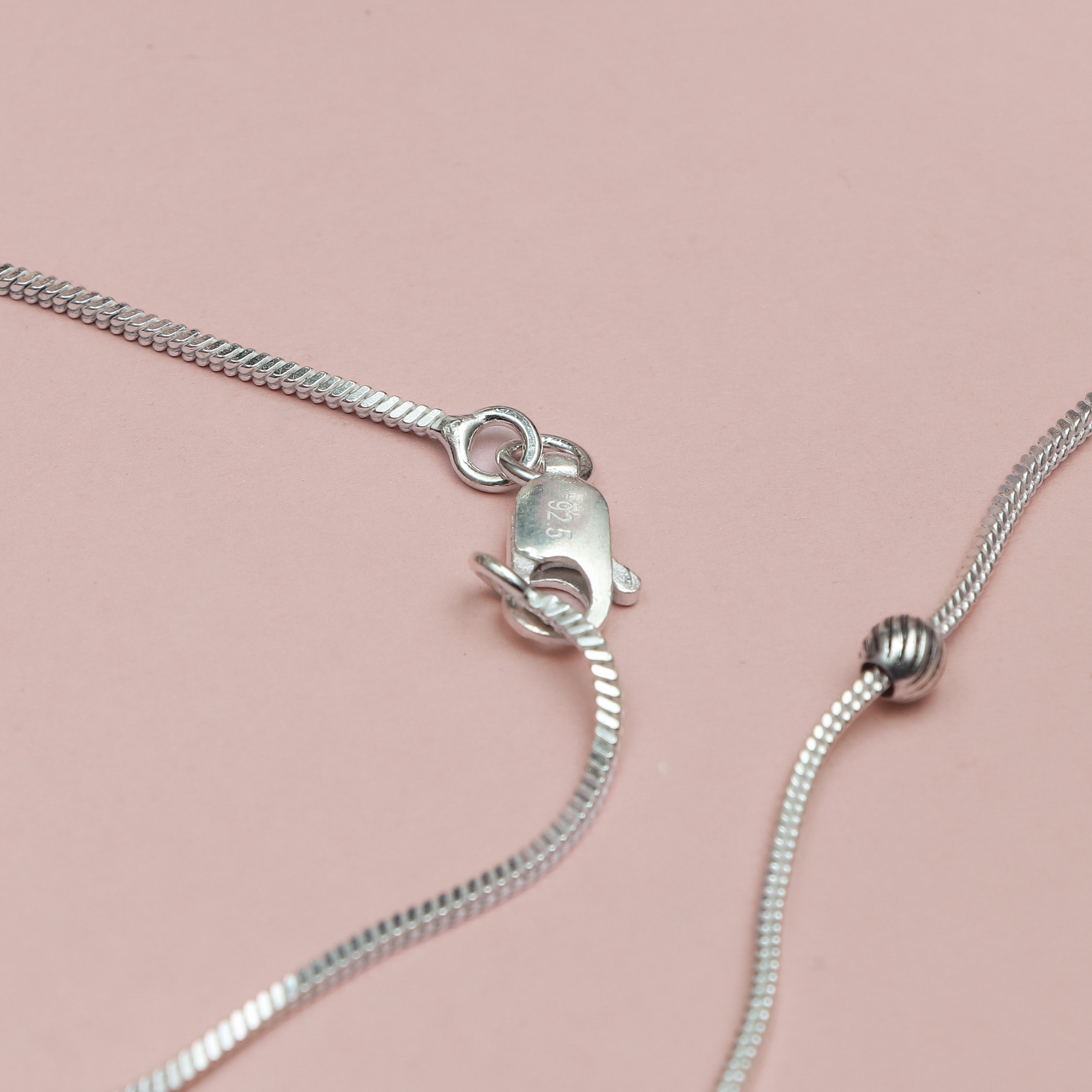 Silver Floral-Charm Snake-Chain Anklet (Pair)