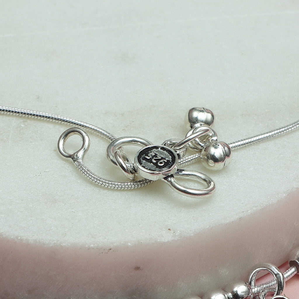 "Milan Silver Beaded Anklets".