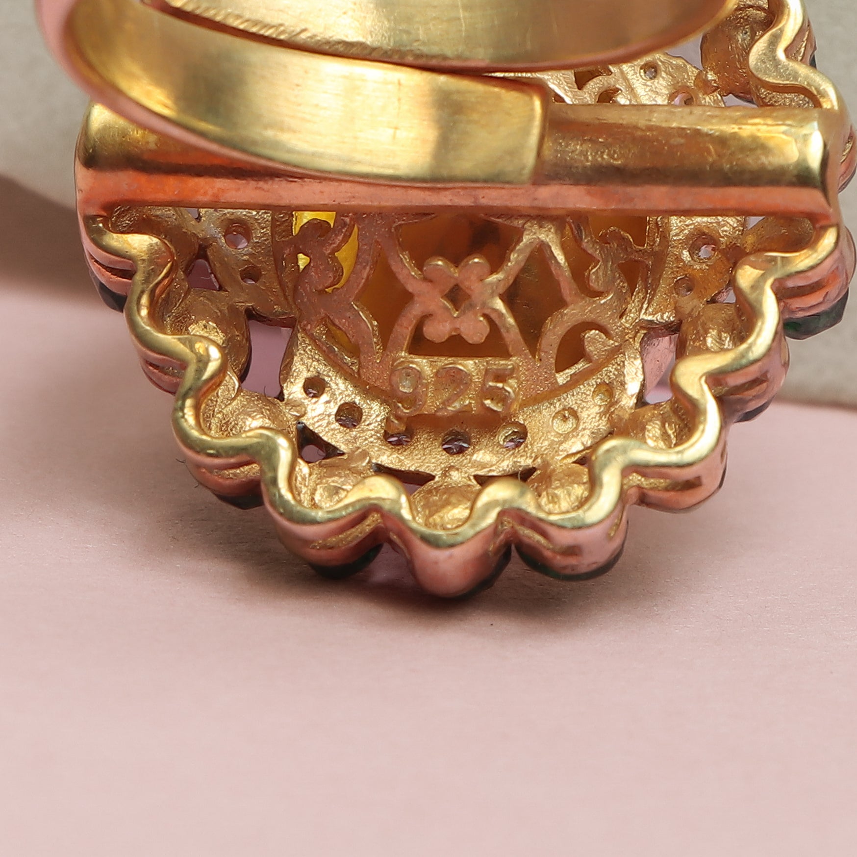 Emerald Halo Pear Cut Polkil Ring