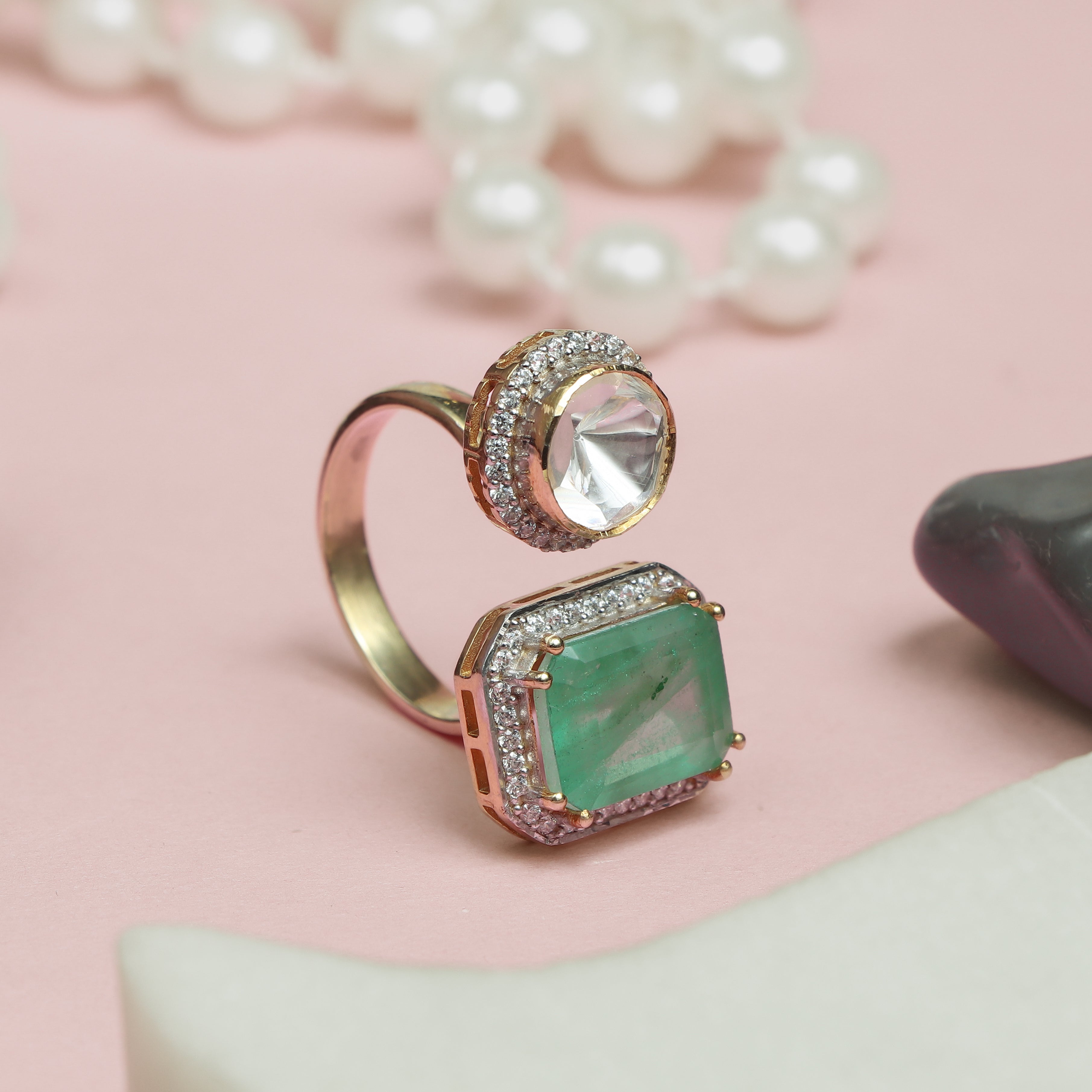 Silver Emerald-Cut Glam Ring