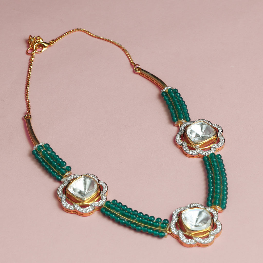 Emerald Whisper Polki Necklace