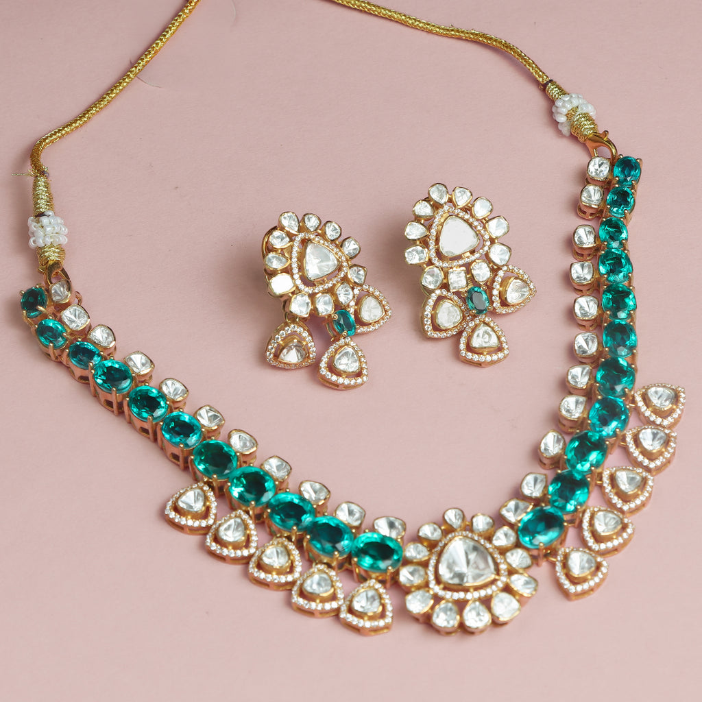 Regal Emerald Polki Choker Set.