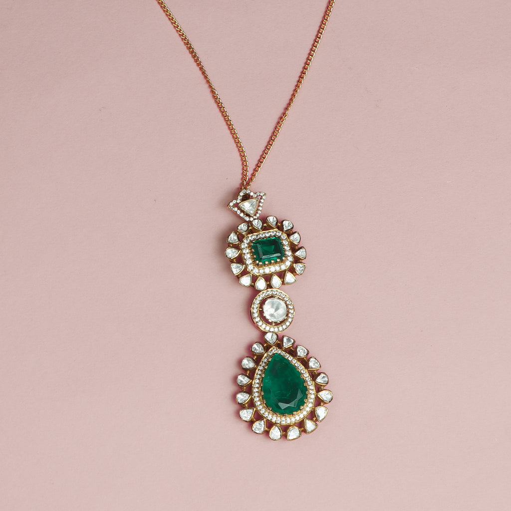 Emerald Elegance Double-Pendant Necklace