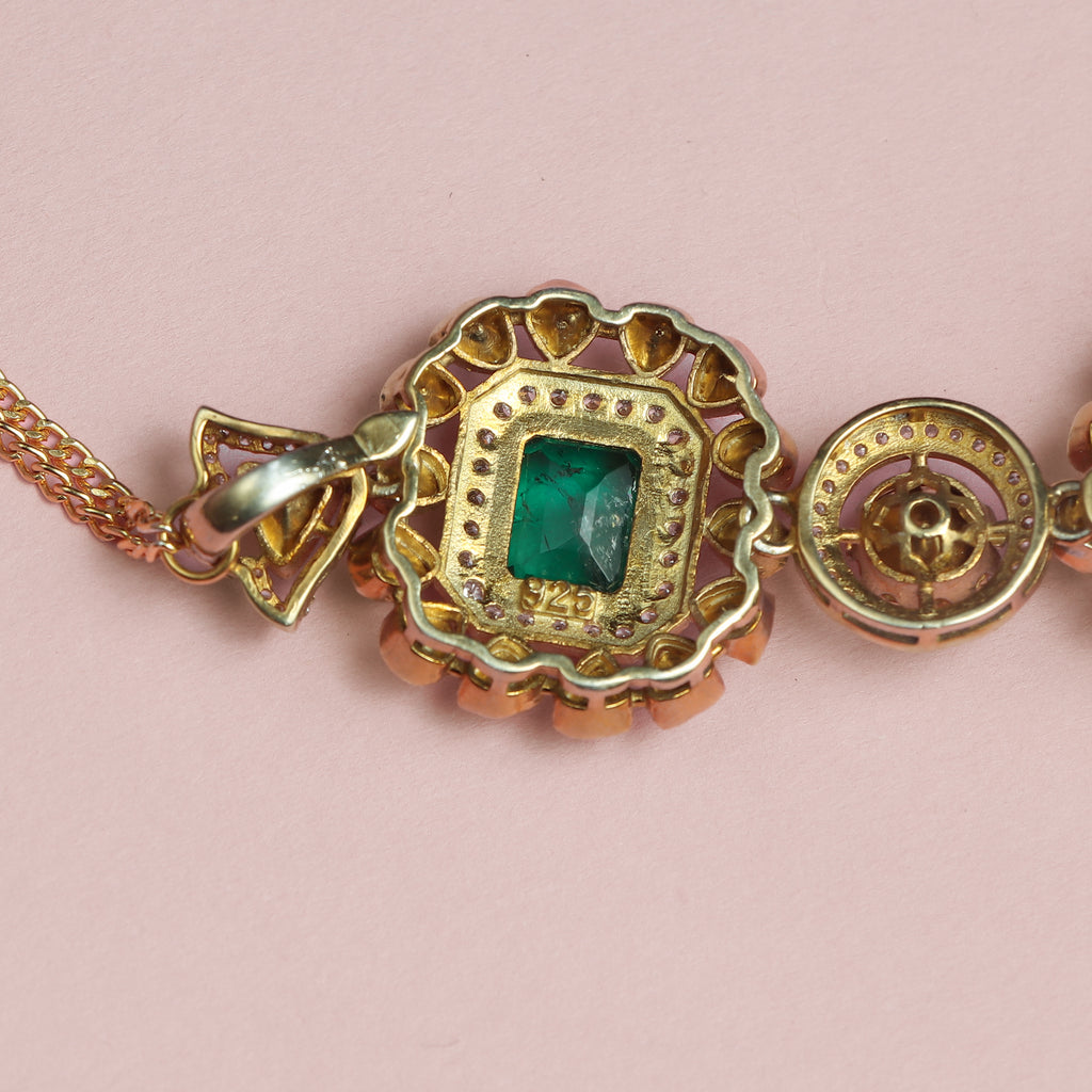 Emerald Elegance Double-Pendant Necklace